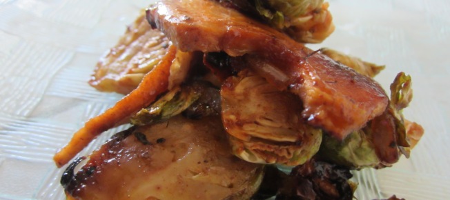 Roasted Brussels Sprouts and Quince